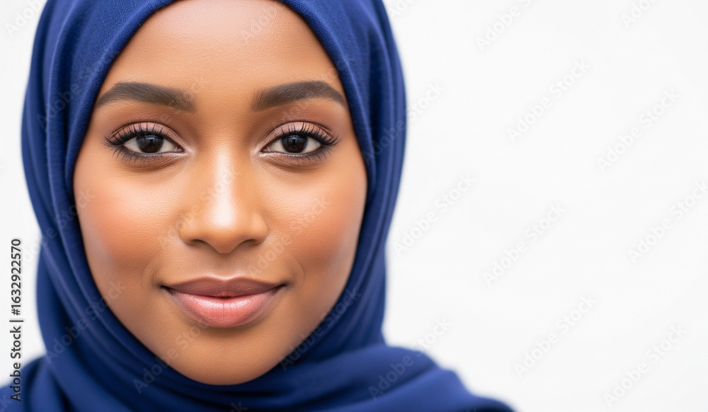 Naklejka premium Dezentes Lächeln – indigoblauer Hijab