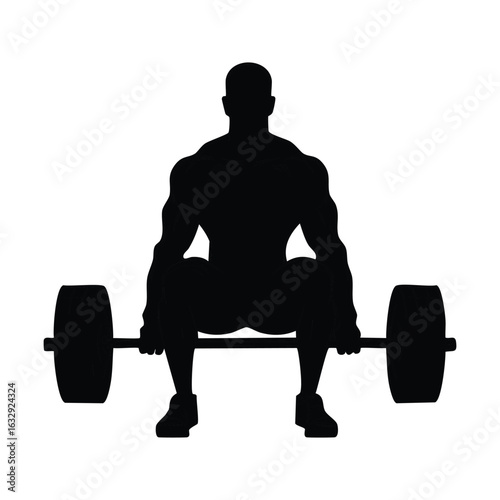 Strength & Silhouette: A graphic rendering showcases a muscular individual intensely focused on weightlifting, embodying strength and dedication.