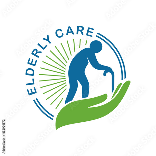 Elderly care logo vector illustration template. Simple letter design