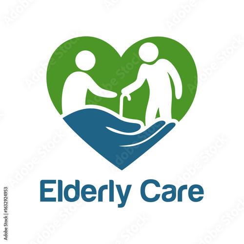 Elderly care logo vector illustration template. Simple letter design