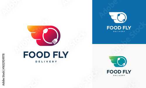 Food Fly logo designs concept vector, Food Delivery logo designs icon
