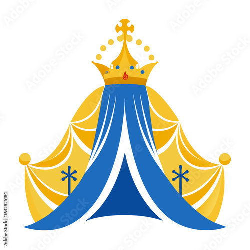 Golden Crown and Blue Veil Vector – Queenship of Mary Assumption Symbol
