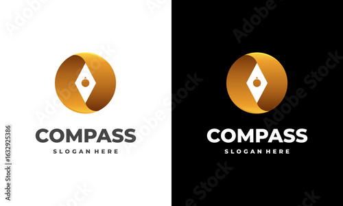 Simple Gold Compass logo designs vector, Navigation map logo template