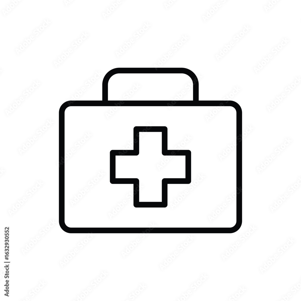Fototapeta premium Simple and Clean Medical First Aid Kit with Cross Symbol Icon Design