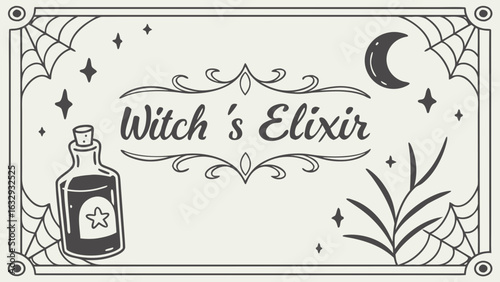 Witchcraft potion halloween elixir bottle vector graphic design for magical spell and mystical themed illustration