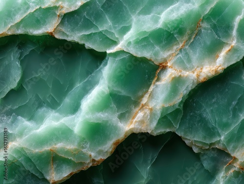 Green aventurine stone texture with golden veins.