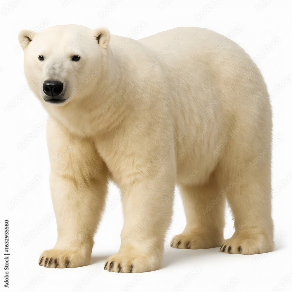 Fototapeta premium Polar Bear Standing on White Background