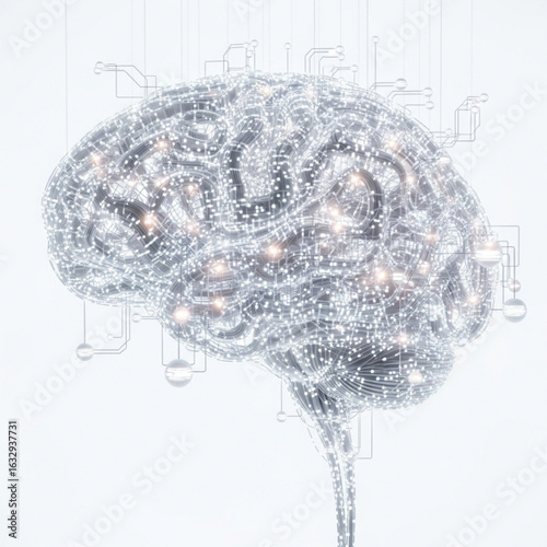 Illuminated cerebral organ with network connections symbolizing intelligence and neural pathways shown clearly