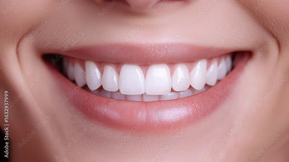 Fototapeta premium serene meditating spirituality clarity, A close-up of a bright, healthy smile featuring straight, white teeth and soft, natural lips, exuding happiness and confidence.