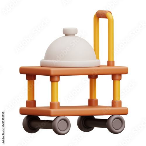 3D illustration hotel food cart. Good for illustrating hospitality, travel industry, and 3D art