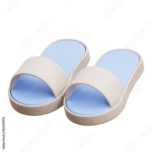 3D illustration Slide Sandal. Useful for summer, beach, or relaxation concepts