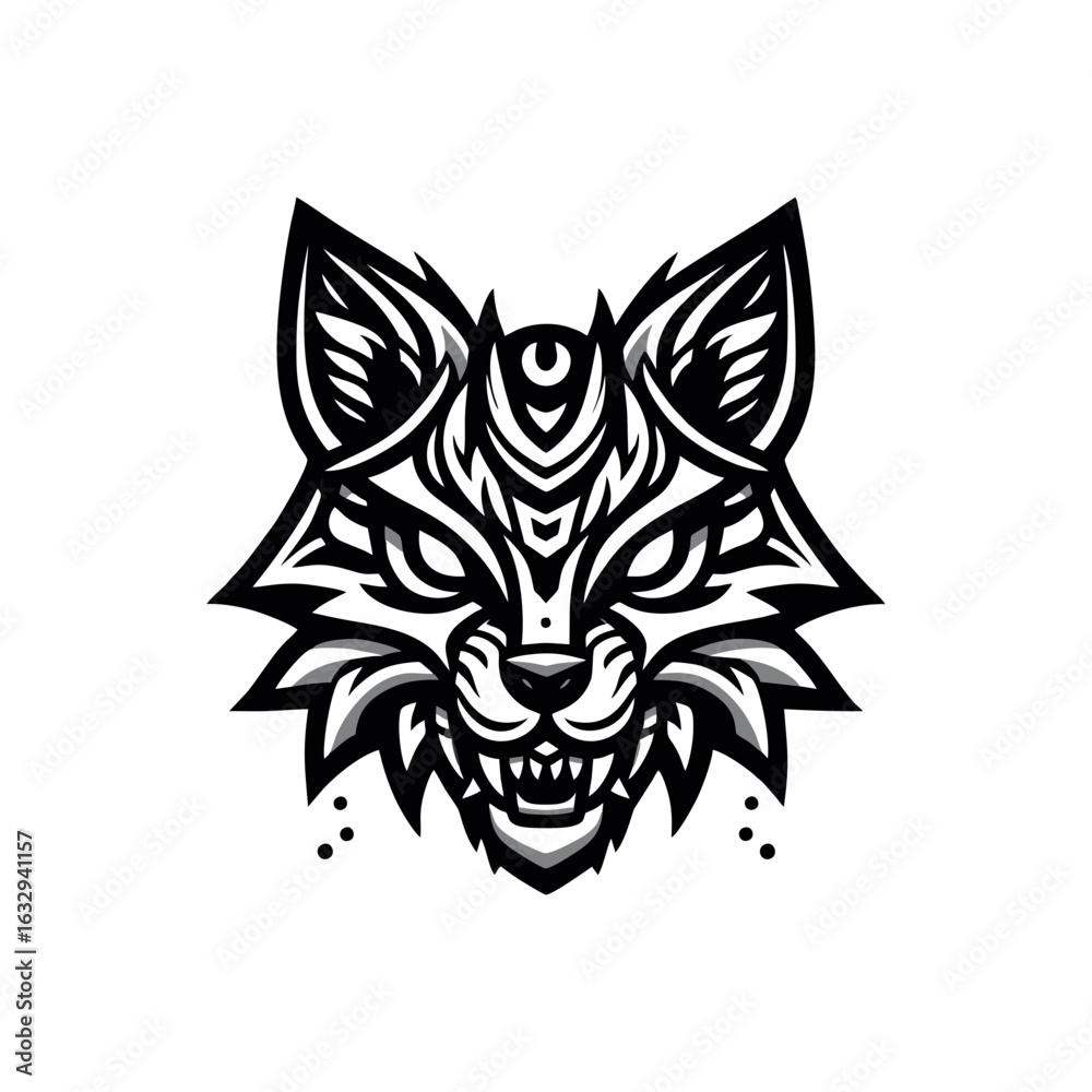 Obraz premium A tribal mask with wolf elements