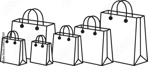 Shopping bags vector illustration retail merchandise gift bag design element commerce marketing purchase sale 
