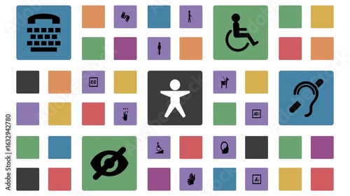Animation for accessibility with icons and colored squares