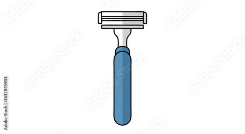 Illustrated Razor Icon with Sleek Blue Handle for Personal Care and Hygiene Depiction