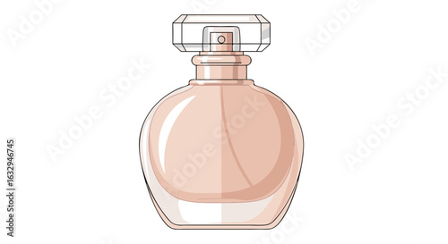 Elegant perfume bottle illustration showcasing a delicate fragrance presentation design concept to enhance product visualization in marketing