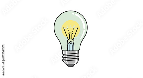 Illuminating Ideas: A Simple Cartoon Style Lightbulb Representing Innovation and Brilliance