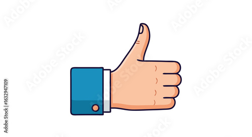 Cartoon-Style Thumbs Up Illustration Conveying Agreement or Approval on White Background