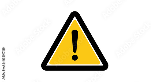 Striking triangular hazard alert illustration on a white background with vibrant yellow and black graphic element showing important notice