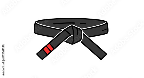 Stylized Martial Arts Black Belt Illustration Symbolizing Achievement and Discipline in Combat Sports and Self-Defense Practices
