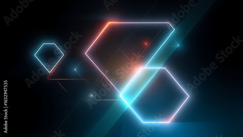 Wallpaper Mural Glowing geometric shapes float on a dark gradient, creating a futuristic sci-fi ambiance. Torontodigital.ca
