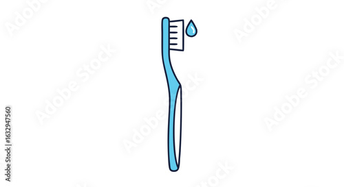 A modern blue toothbrush with a drop of water conveys cleanliness and dental hygiene for oral care routines and fresh breath experiences