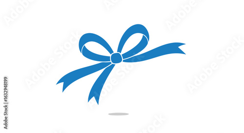 Delicate Azure Bow Illustration on White Background for Festive Designs and Decorations