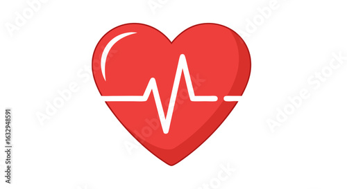 Vibrant cardiac rhythm illustration on clean background representing health heartbeat medical concept for cardio monitoring and wellness