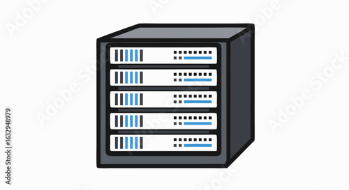 Abstract design of a data server hosting with blue and black lines, great for technology articles and illustrations related to computing