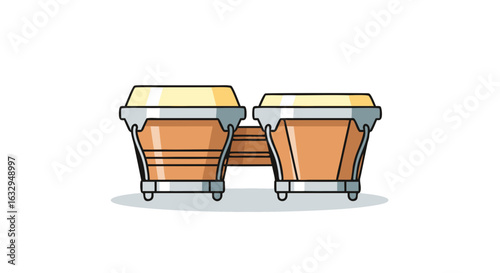 Stylized bongo drums illustration for vibrant percussion music representation