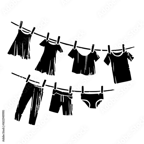 Silhouette of clothesline