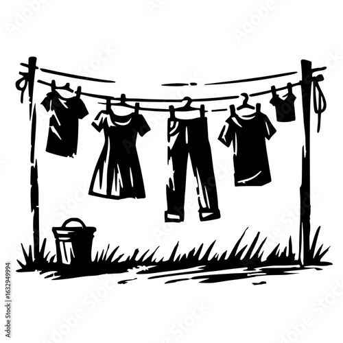 Silhouette of clothes drying