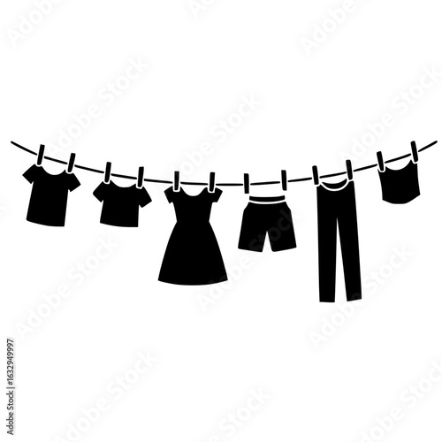 Silhouette of clothesline
