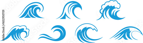 Vector graphic of ocean water waves set design element for summer and sea themed illustration