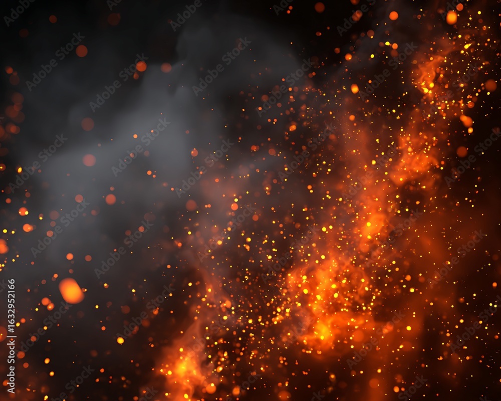 Obraz premium Orange and Grey Embers and Smoke Abstract