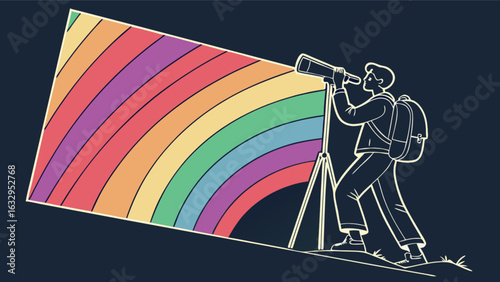 Astronomy telescope observing rainbow light future vision discovery exploration adventure travel destination