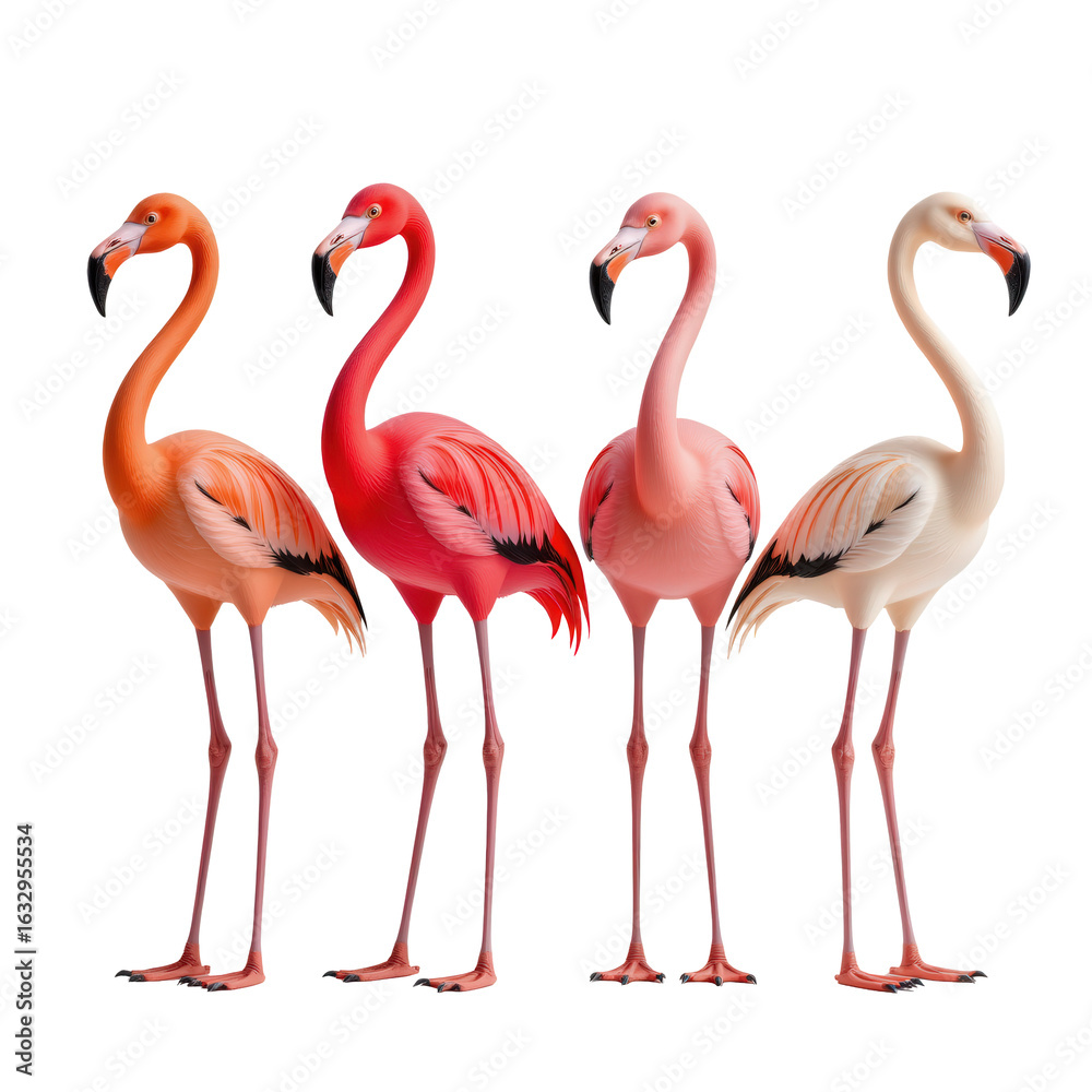 Obraz premium Elegant Flamingos Displaying Colorful Feathers and Graceful Posture