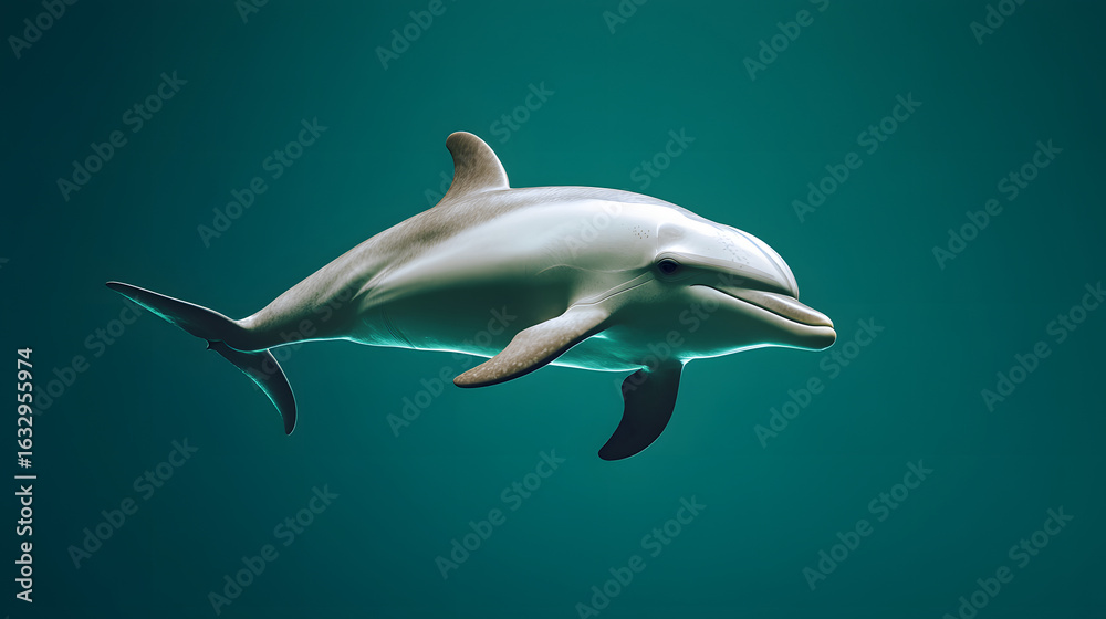 Fototapeta premium bottlenose dolphin floating above green screen