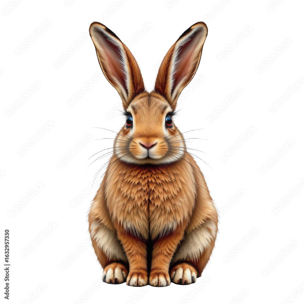 Fototapeta premium Cute and Fluffy Rabbit with Big Ears Sitting on Transparent background