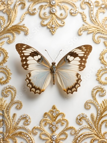A symmetrical butterfly, wings spread