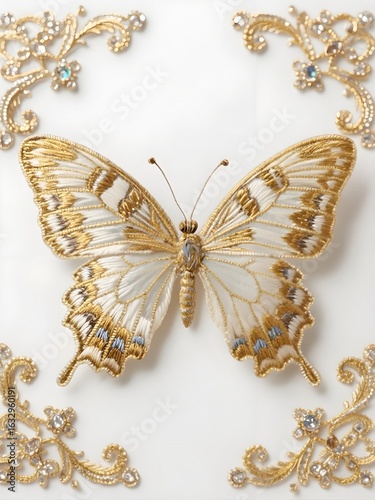 A symmetrical butterfly, wings spread