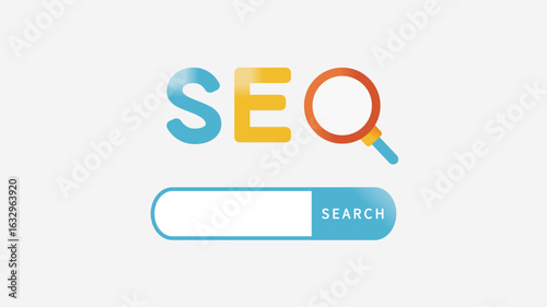 SEOと検索窓のベクターイラスト | ベクター素材 SVG アイキャッチ バナー背景	
