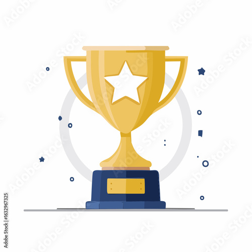 Golden trophy illustration with a star, representing achievement and victory.
