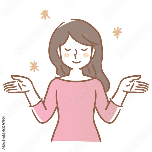 手を拡げる　女の人