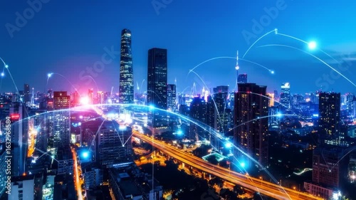 Wallpaper Mural Global City Network at Night Torontodigital.ca