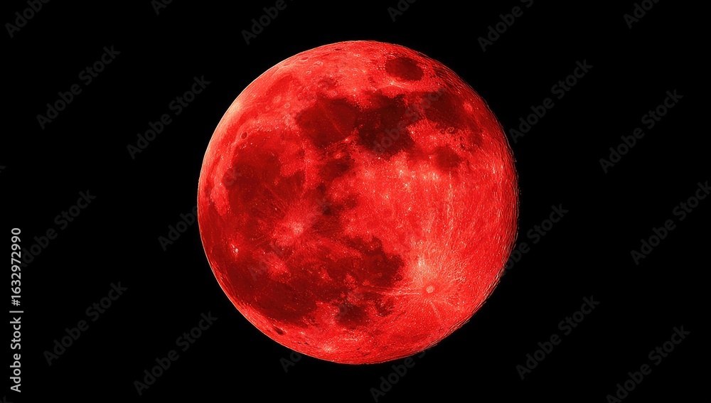 Fototapeta premium Full blood red moon, isolated