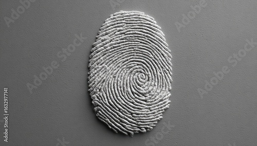 A light gray fingerprint impression on a muted gray background
