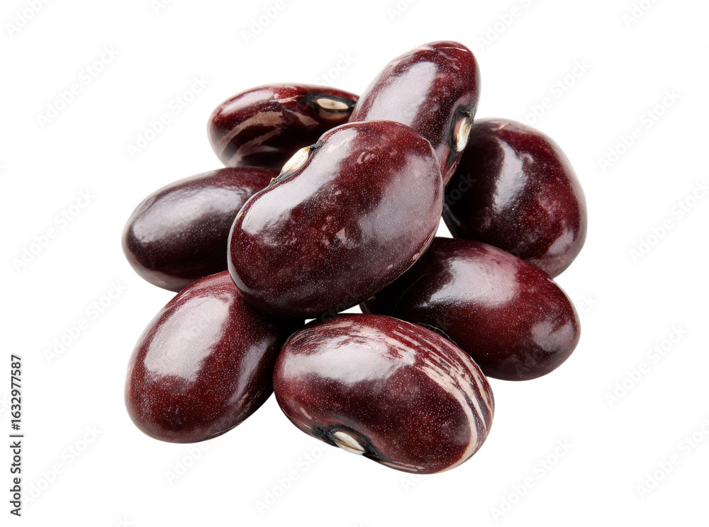 Obraz premium A pile of dark red kidney beans isolated on black background, Isolated On White, Transparent Background, Png Cut Out