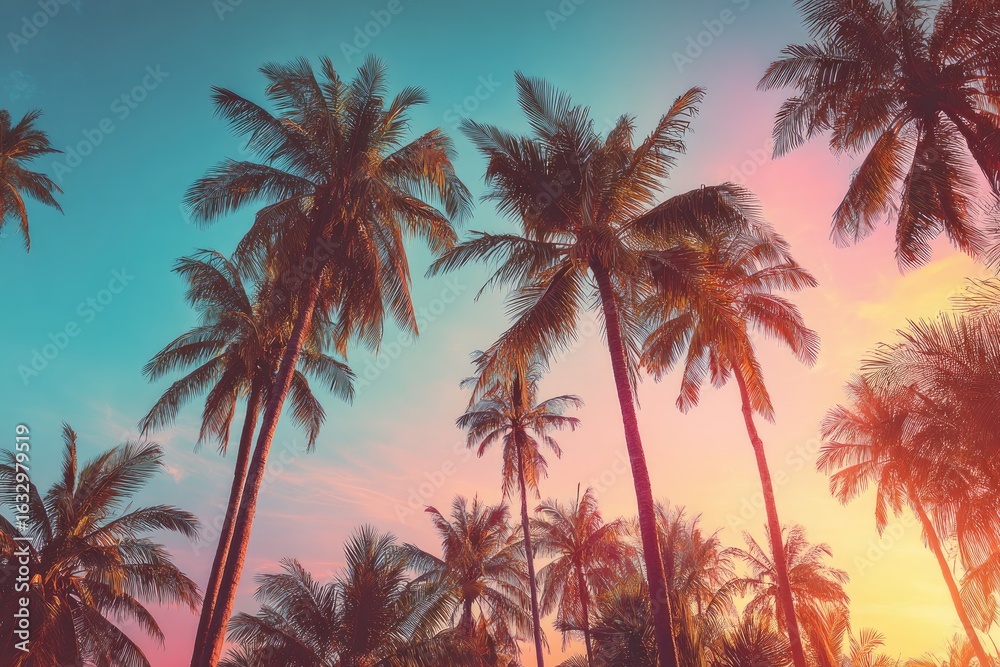 Tropical sunset palm trees Tropical sunset palm trees