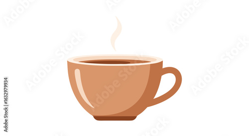 Aromatic coffee cup illustration with rising steam, perfect for backgrounds and minimalist designs, ideal for coffee lovers